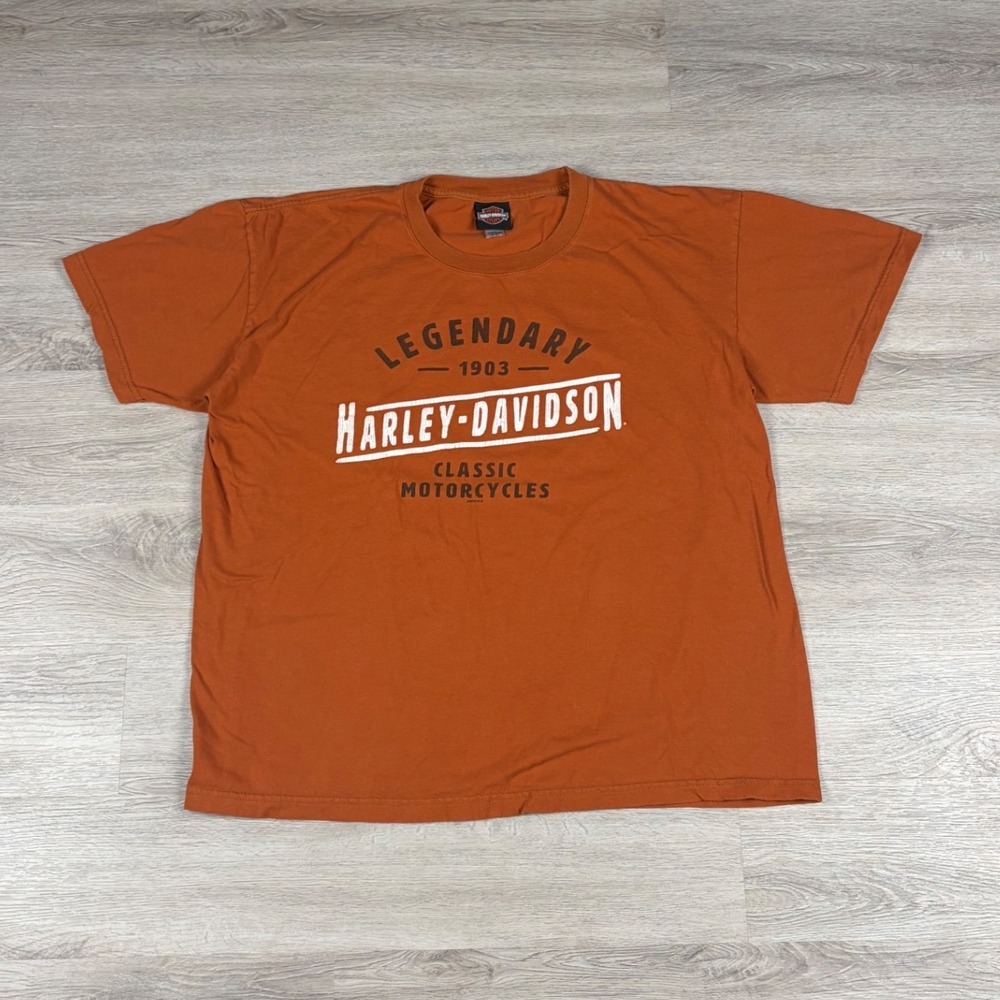 Harley Davidson T-Shirt Mens XL Orange Sun Denver Colorado Graphic Tee USA Made